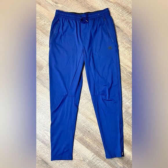 Champion Men’s Blue Performance Track Pants Joggers | Size Medium | Zip Pockets - Picture 2 of 8